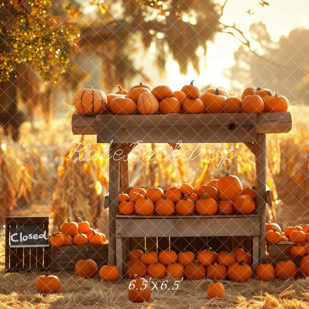 Kate Autumn Pumpkin Stand Harvest Field Backdrop Designed by Patty Robert - Image 2