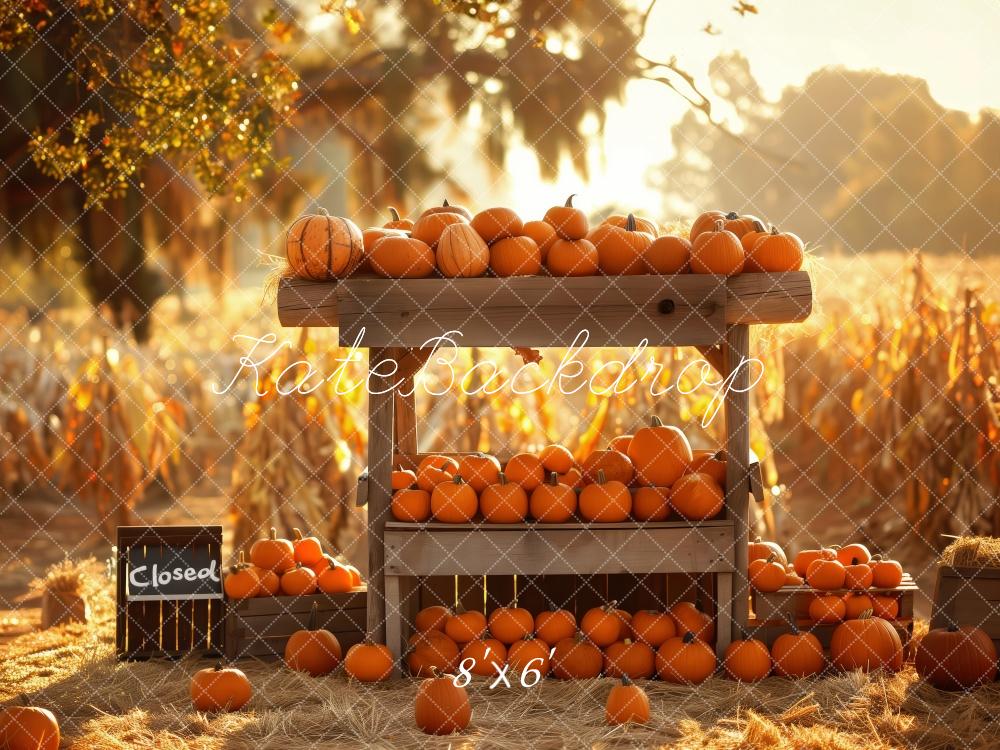 Kate Autumn Pumpkin Stand Harvest Field Backdrop Designed by Patty Robert - Image 3