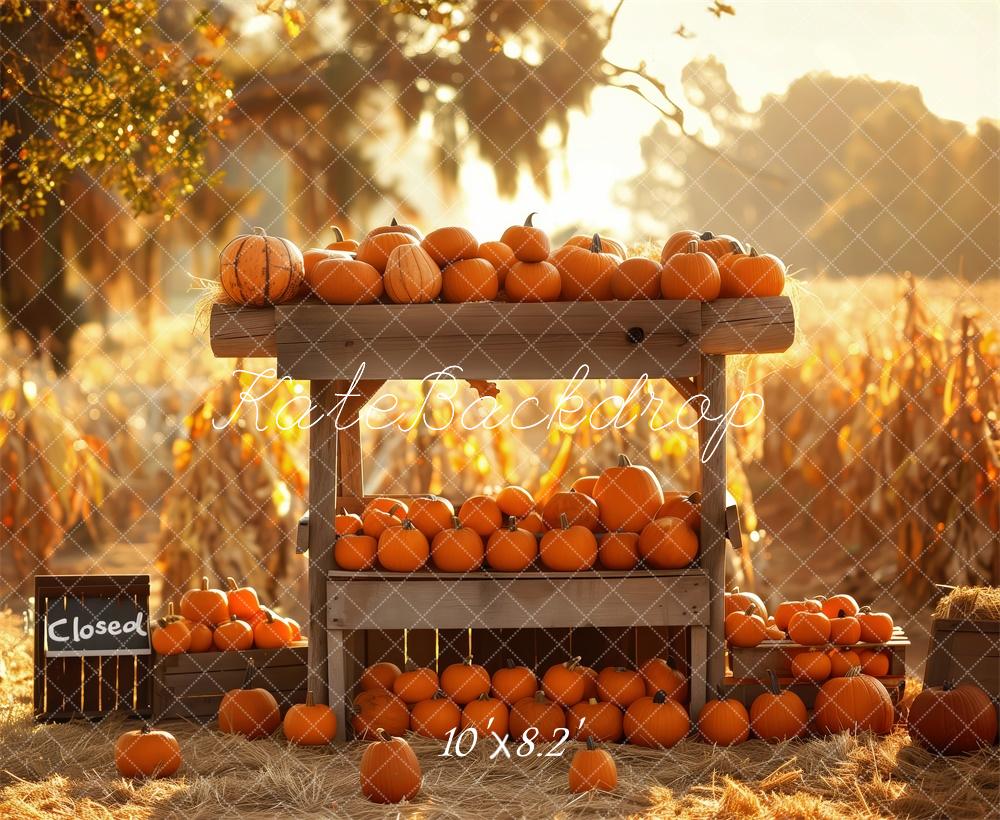Kate Autumn Pumpkin Stand Harvest Field Backdrop Designed by Patty Robert - Image 5
