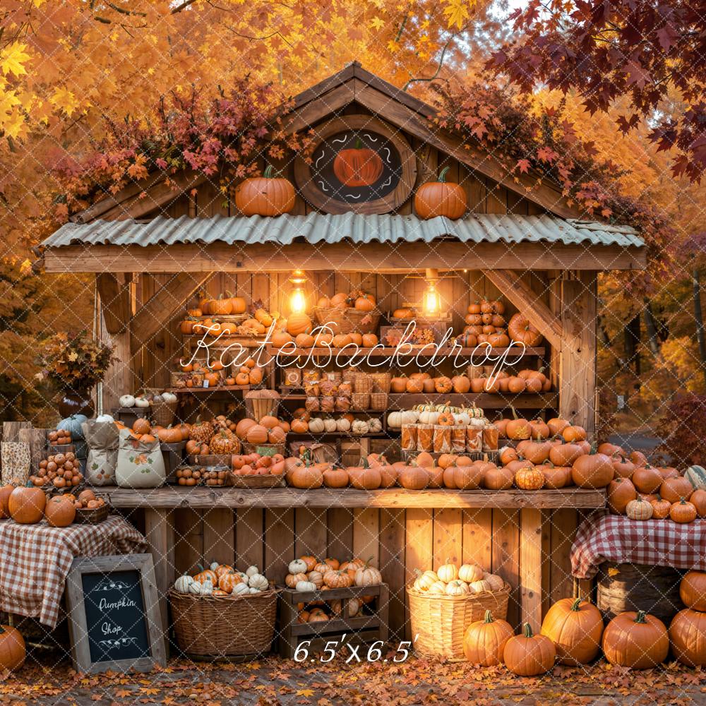 Kate Autumn Pumpkin Stand Rustic Market Backdrop Designed by Emetselch - Image 2