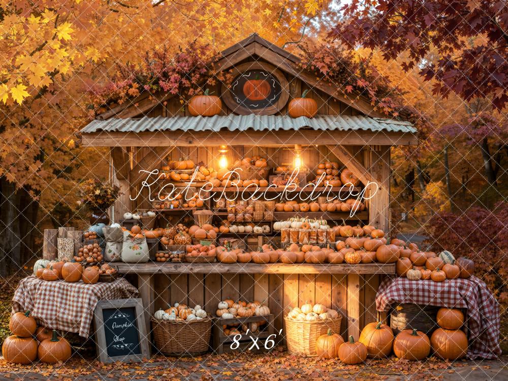 Kate Autumn Pumpkin Stand Rustic Market Backdrop Designed by Emetselch - Image 3