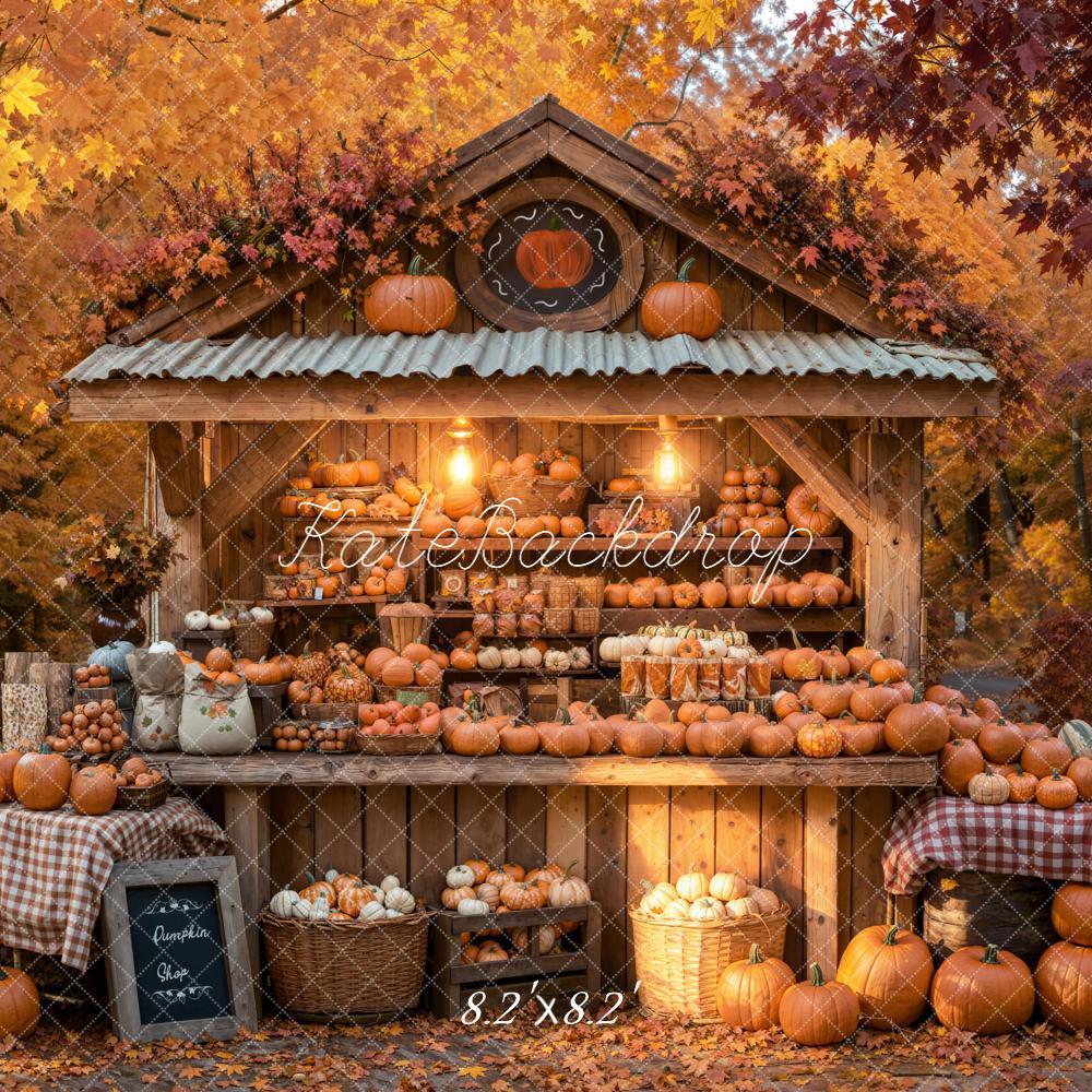 Kate Autumn Pumpkin Stand Rustic Market Backdrop Designed by Emetselch - Image 5