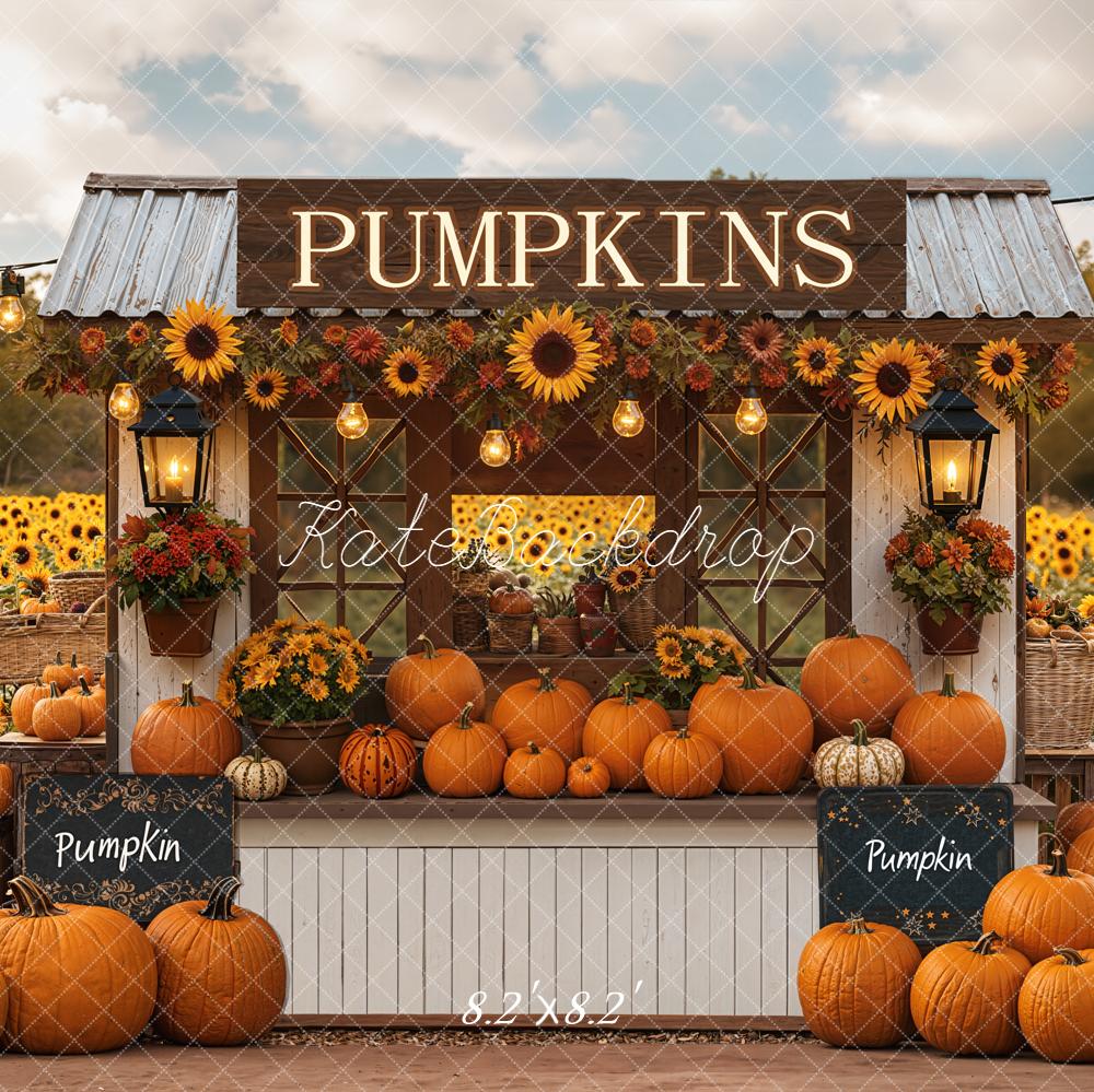 Kate Autumn Pumpkin Stand Sunflower Field Backdrop Designed by Emetselch - Image 8