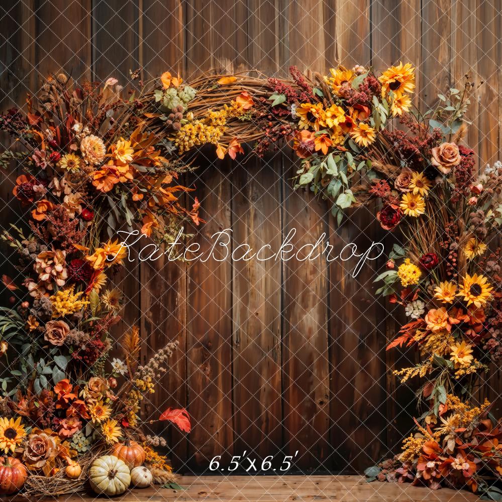 Kate Autumn Pumpkin Sunflower Arch Wall Backdrop Designed by Chain Photography - Image 2