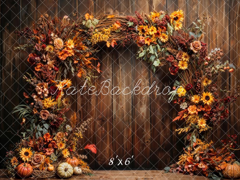 Kate Autumn Pumpkin Sunflower Arch Wall Backdrop Designed by Chain Photography - Image 3
