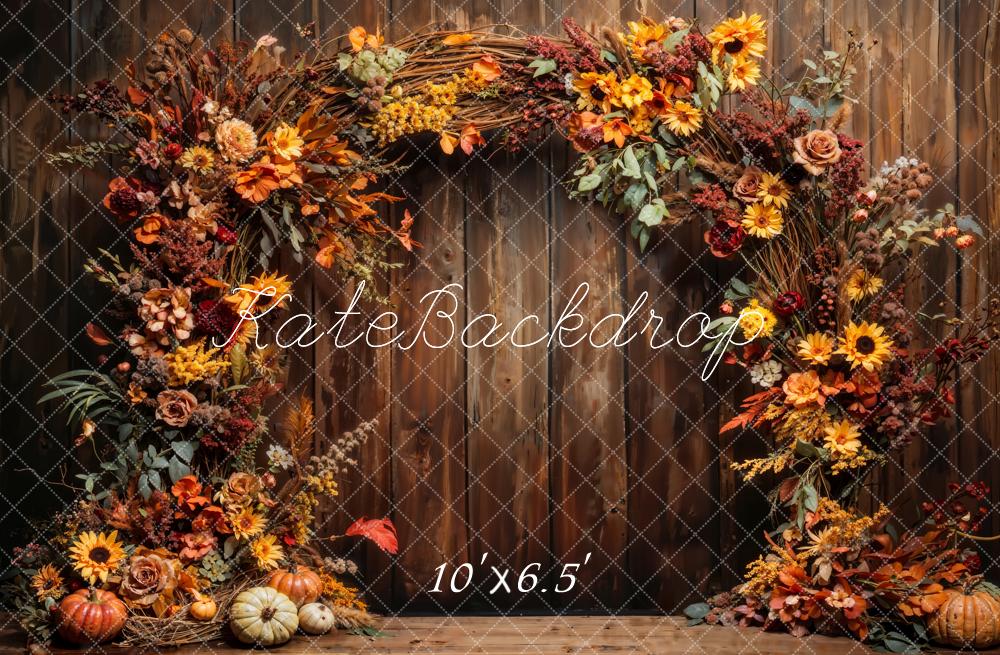 Kate Autumn Pumpkin Sunflower Arch Wall Backdrop Designed by Chain Photography - Image 4