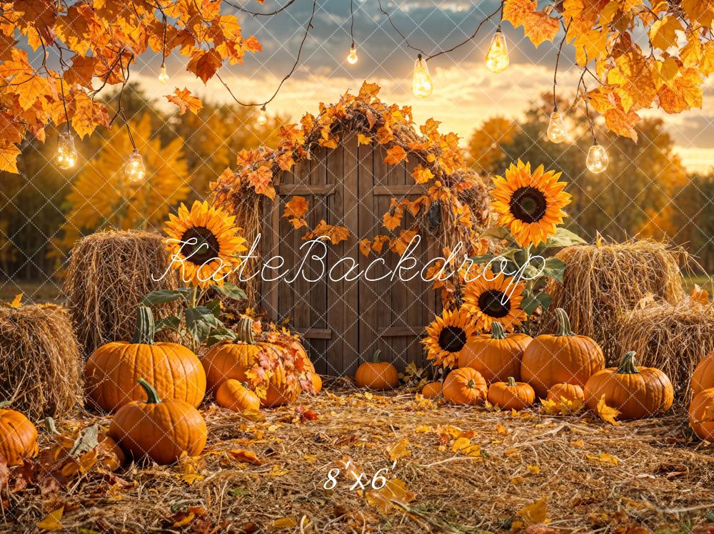 Kate Autumn Pumpkin Sunflower Barn Backdrop Designed by Emetselch - Image 3