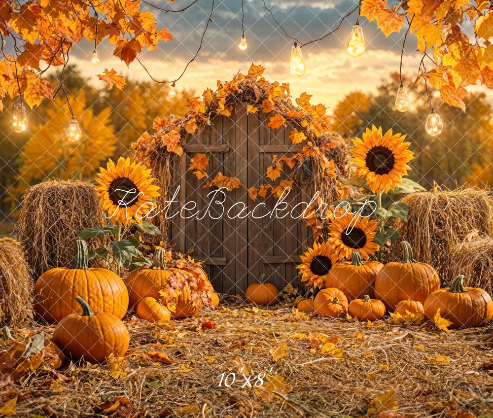 Kate Autumn Pumpkin Sunflower Barn Backdrop Designed by Emetselch - Image 6