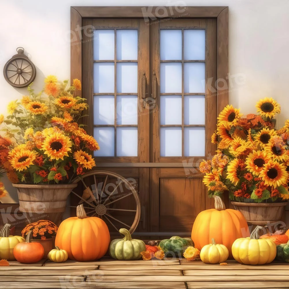 Kate Autumn Pumpkin Sunflower Backdrop Designed by Chain Photography - Image 2