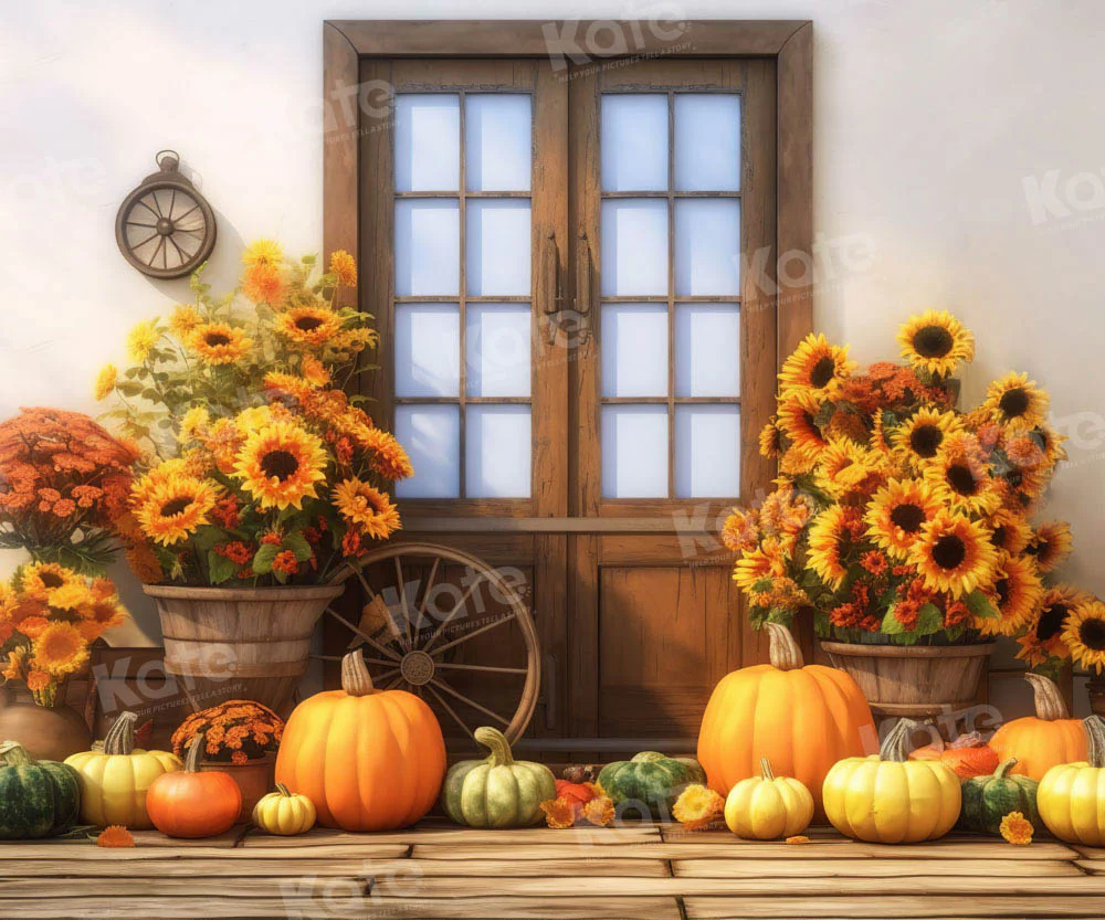 Kate Autumn Pumpkin Sunflower Backdrop Designed by Chain Photography - Image 3