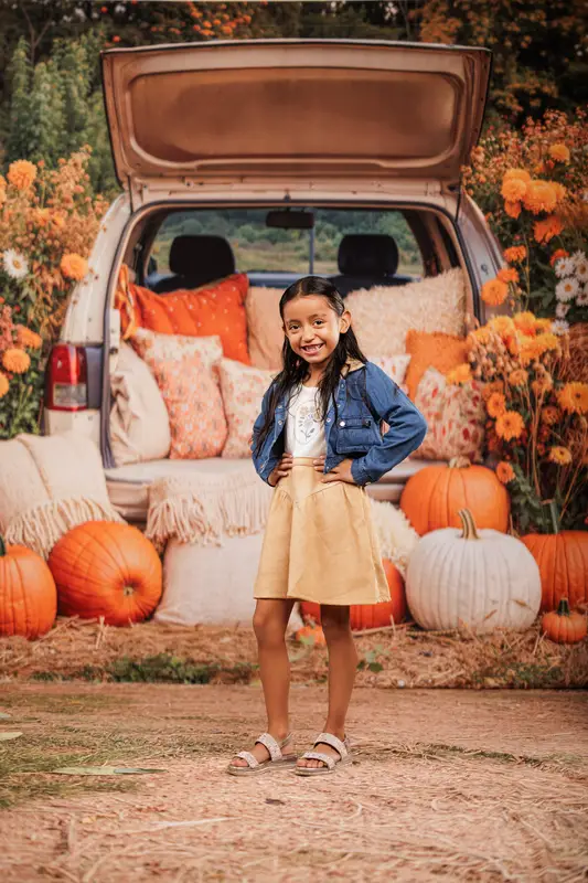 Kate Autumn Pumpkin Truck Hay Bales Backdrop+Earthy Grass Floor Backdrop - Image 3