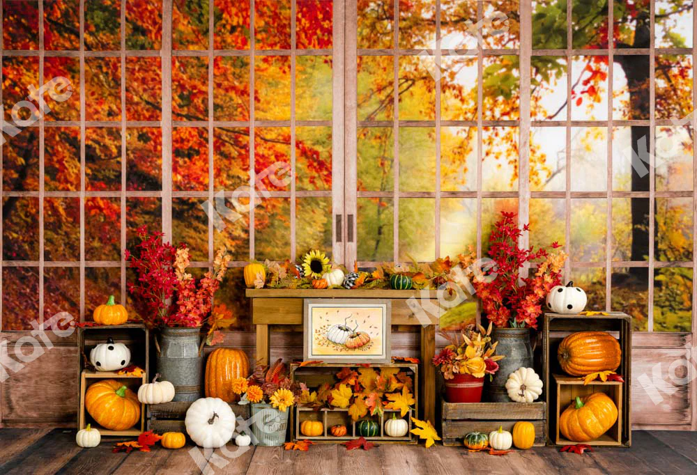 Kate Autumn Pumpkin Window Backdrop Designed by Uta Mueller Photography - Image 2