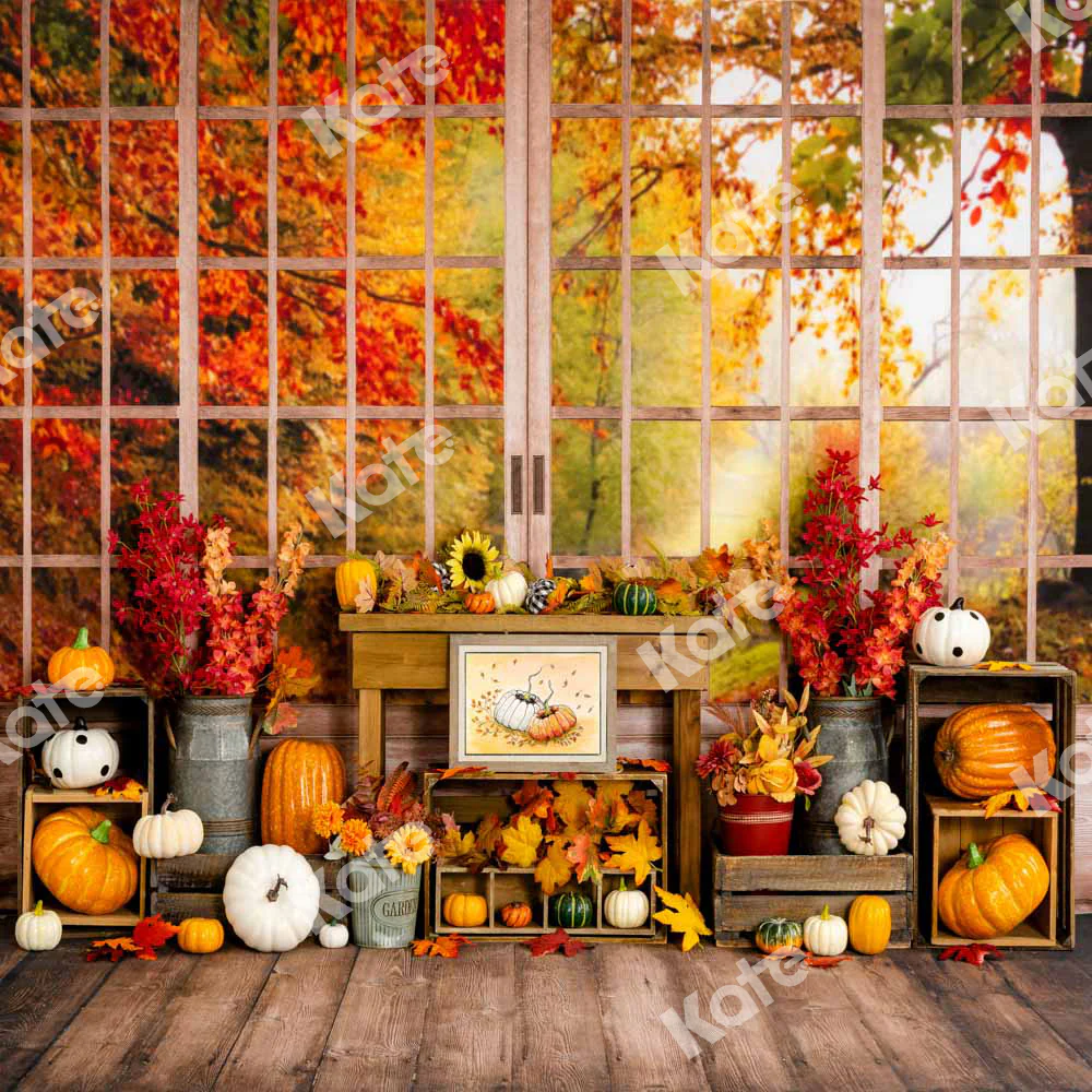 Kate Autumn Pumpkin Window Backdrop Designed by Uta Mueller Photography - Image 3