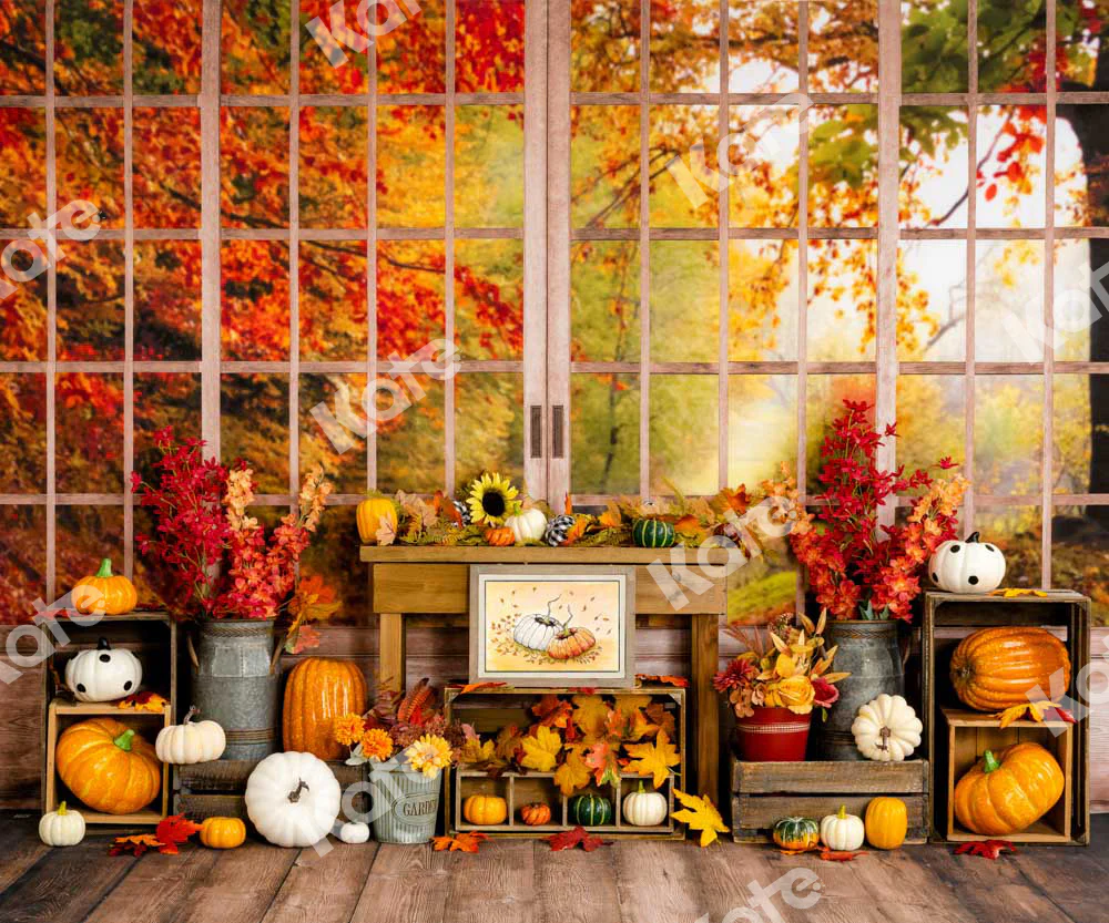 Kate Autumn Pumpkin Window Backdrop Designed by Uta Mueller Photography - Image 4