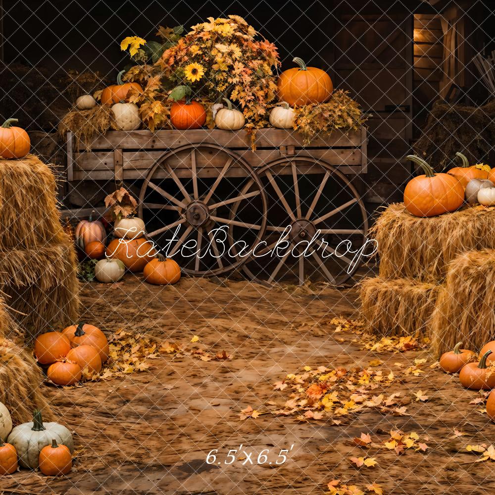 Kate Autumn Pumpkin Wooden Barn Backdrop Designed by Chain Photography - Image 2