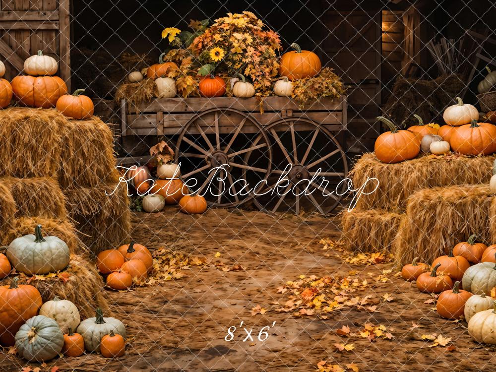 Kate Autumn Pumpkin Wooden Barn Backdrop Designed by Chain Photography - Image 3