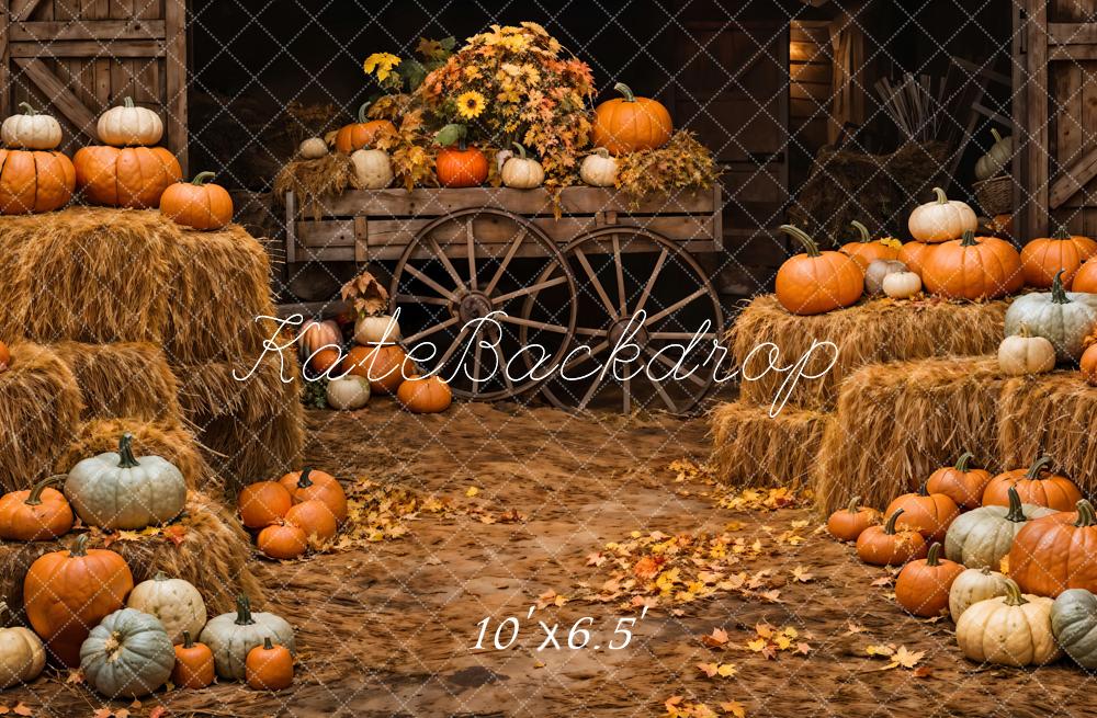 Kate Autumn Pumpkin Wooden Barn Backdrop Designed by Chain Photography - Image 4