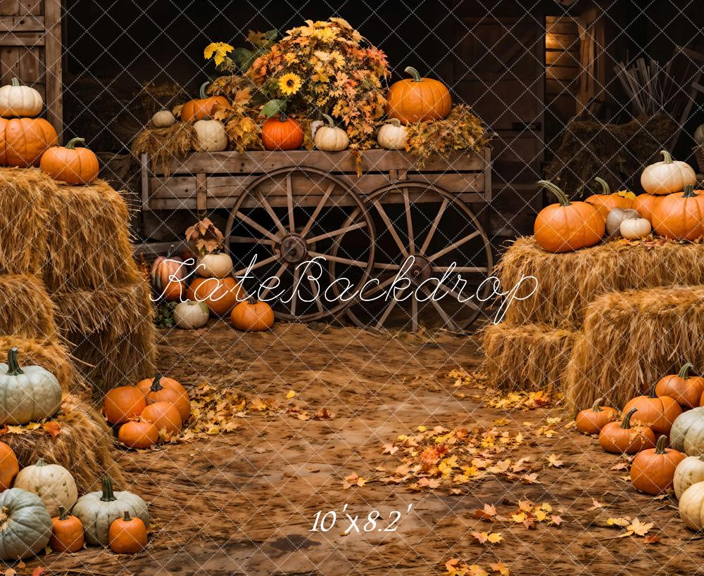 Kate Autumn Pumpkin Wooden Barn Backdrop Designed by Chain Photography - Image 5