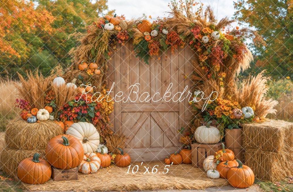 Kate Autumn Pumpkins Barn Door Backdrop Designed by Emetselch - Image 10