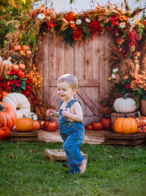 Kate Autumn Pumpkins Barn Door Backdrop Designed by Emetselch - Image 3