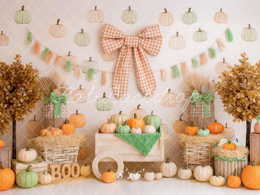 Kate Autumn Pumpkins Trees Bow Backdrop Designed by Patty Robert - Image 3