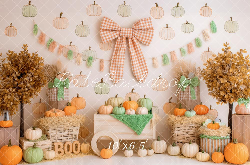 Kate Autumn Pumpkins Trees Bow Backdrop Designed by Patty Robert - Image 4