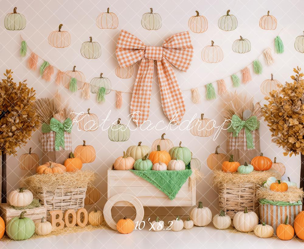 Kate Autumn Pumpkins Trees Bow Backdrop Designed by Patty Robert - Image 6