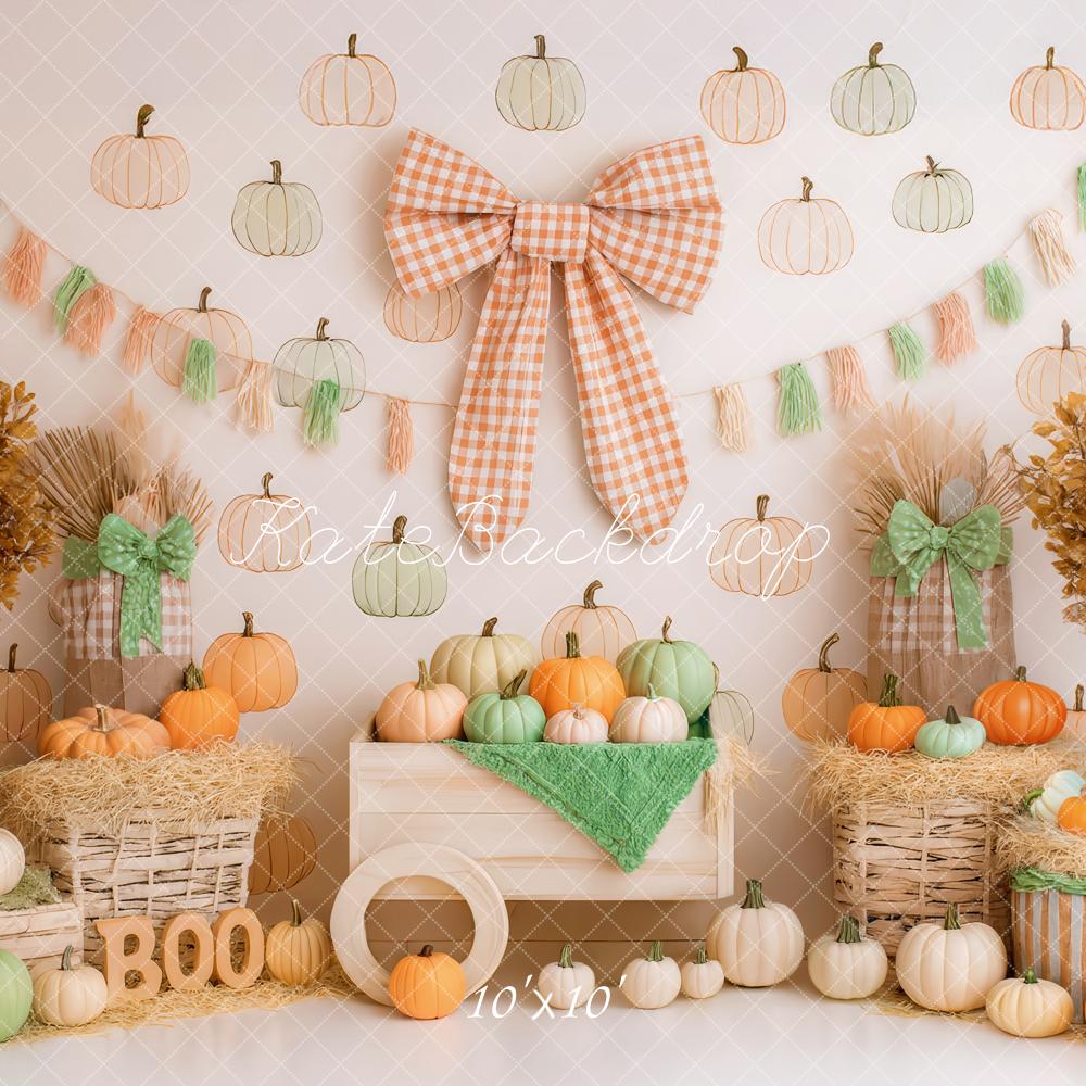 Kate Autumn Pumpkins Trees Bow Backdrop Designed by Patty Robert - Image 7