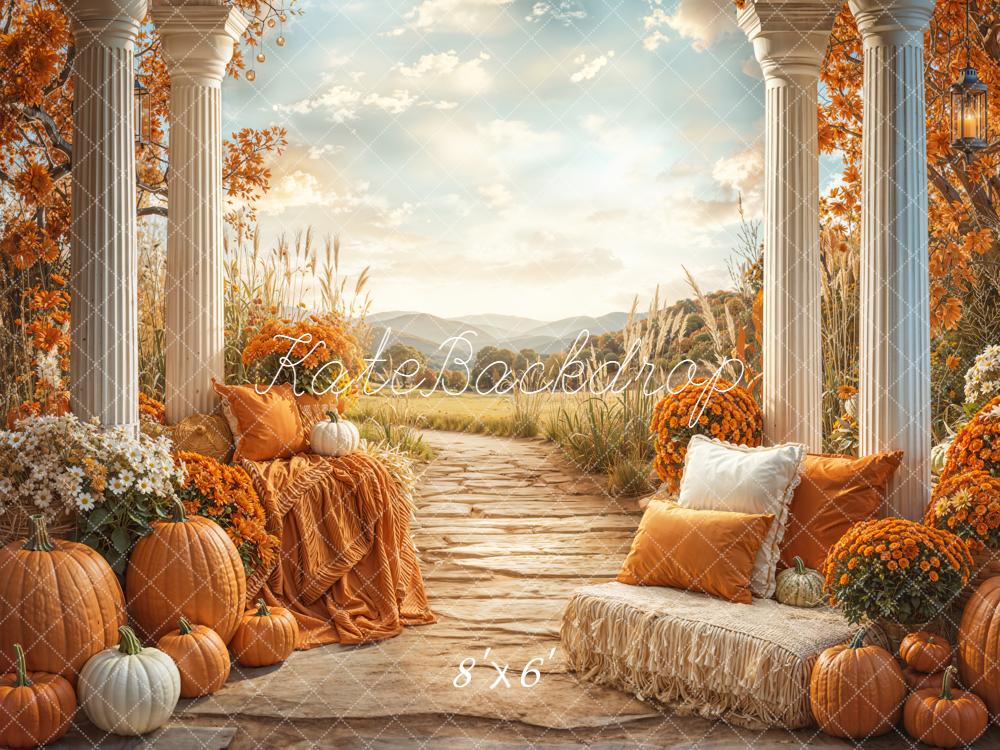 Kate Autumn Pumpkins Columns Pathway Backdrop Designed by Emetselch - Image 3
