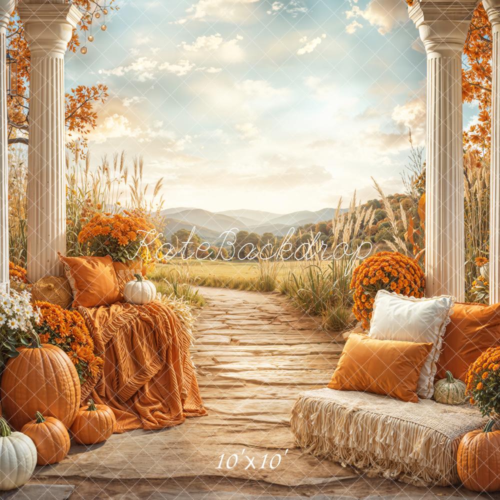 Kate Autumn Pumpkins Columns Pathway Backdrop Designed by Emetselch - Image 7