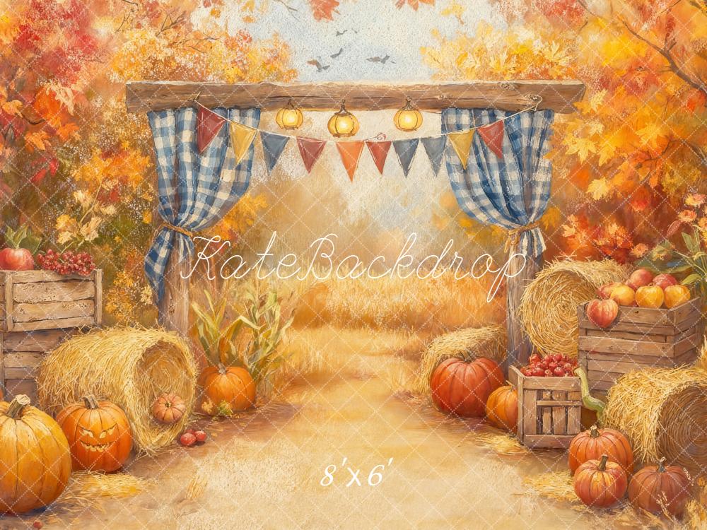 Kate Autumn Pumpkins Hay Bales Crates Backdrop Designed by GQ - Image 3