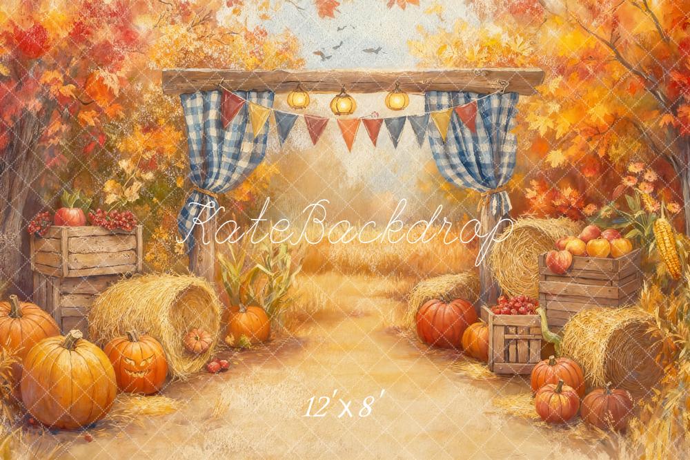Kate Autumn Pumpkins Hay Bales Crates Backdrop Designed by GQ - Image 8