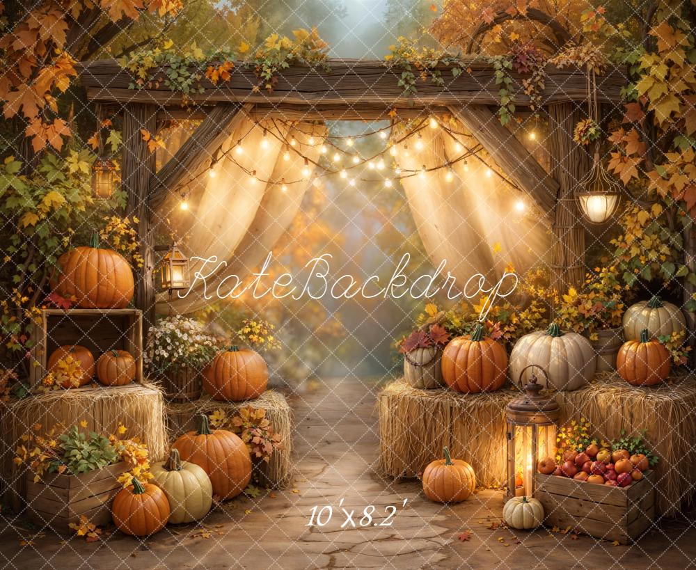 Kate Autumn Pumpkins Hay Bales Lanterns Backdrop Designed by GQ - Image 6