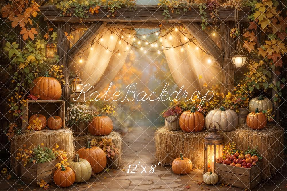 Kate Autumn Pumpkins Hay Bales Lanterns Backdrop Designed by GQ - Image 8
