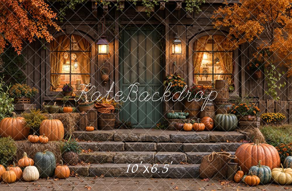 Kate Autumn Pumpkins House Backdrop Designed by Emetselch - Image 4