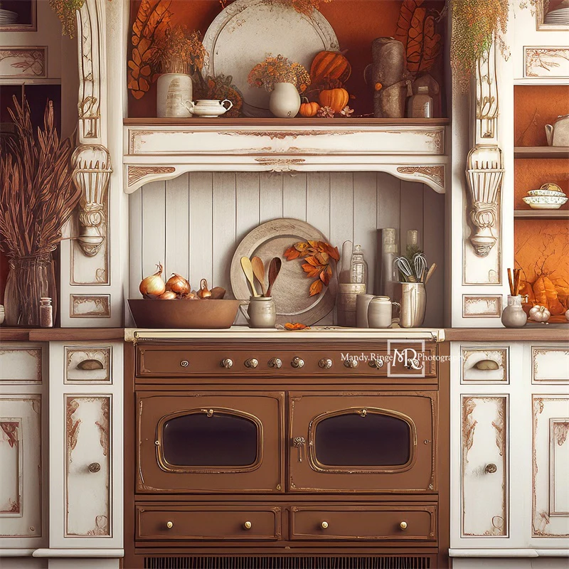 Kate Autumn Pumpkins Kitchen Backdrop Designed by Mandy Ringe Photography - Image 2