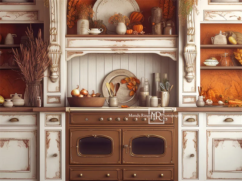Kate Autumn Pumpkins Kitchen Backdrop Designed by Mandy Ringe Photography - Image 3