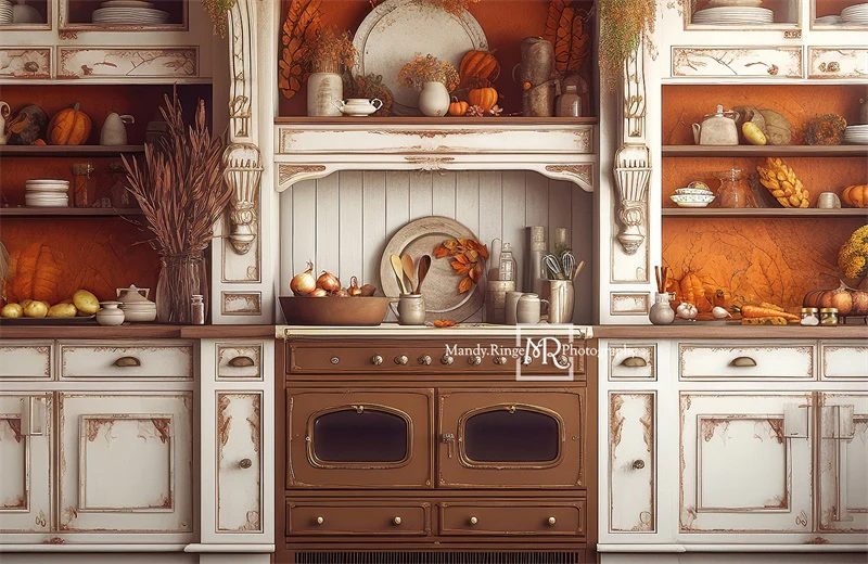 Kate Autumn Pumpkins Kitchen Backdrop Designed by Mandy Ringe Photography - Image 4