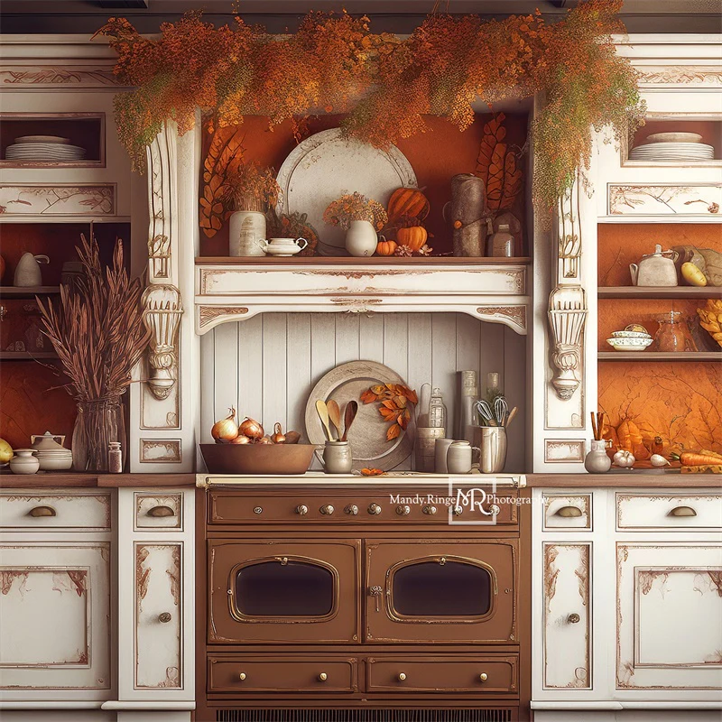 Kate Autumn Pumpkins Kitchen Backdrop Designed by Mandy Ringe Photography - Image 5