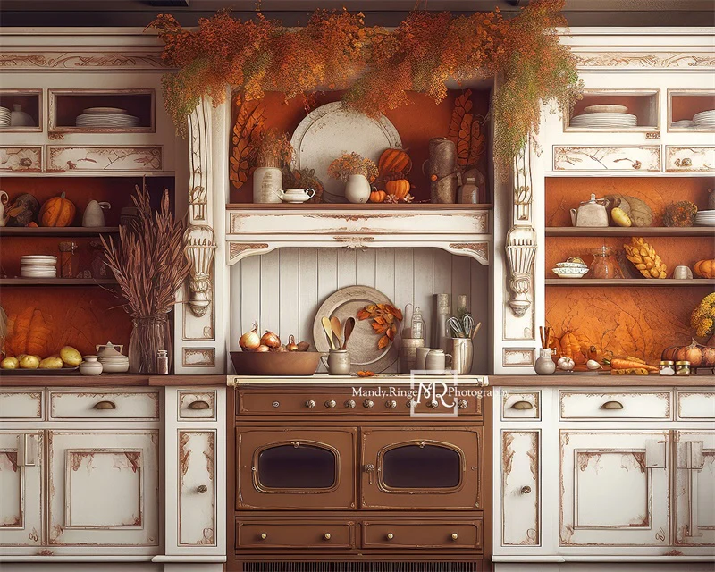 Kate Autumn Pumpkins Kitchen Backdrop Designed by Mandy Ringe Photography - Image 6