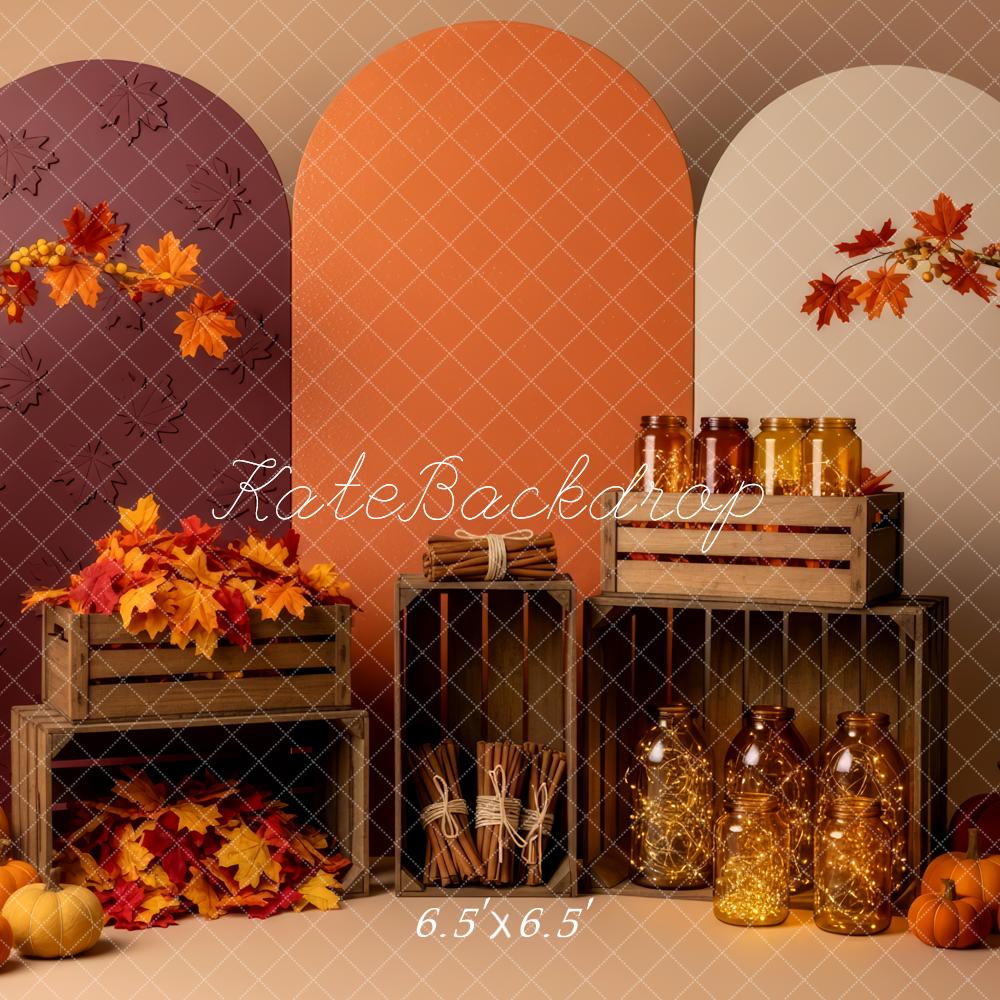 Kate Autumn Pumpkins Leaves Crates Backdrop Designed by Patty Robert - Image 2