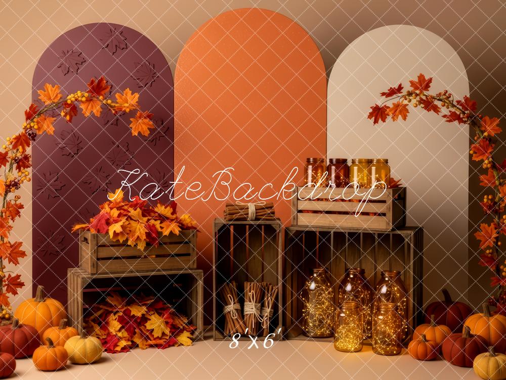 Kate Autumn Pumpkins Leaves Crates Backdrop Designed by Patty Robert - Image 3