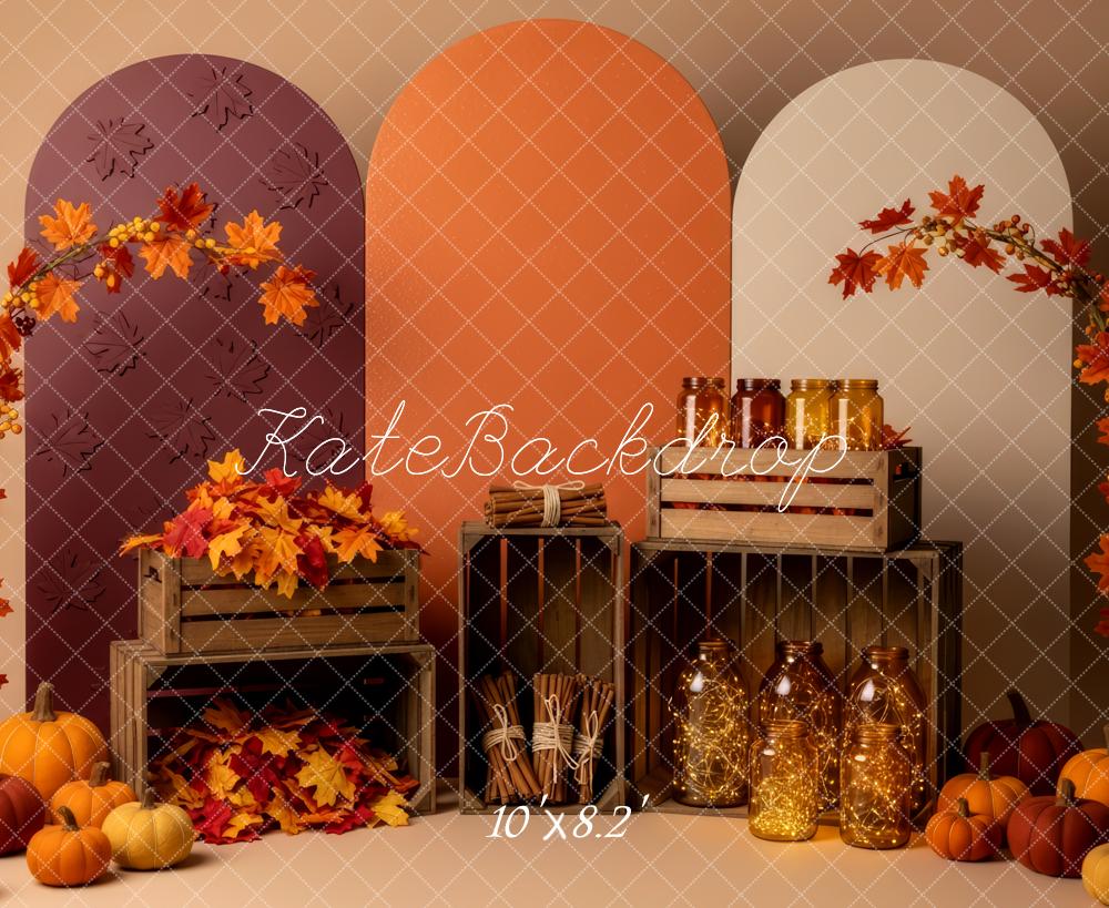 Kate Autumn Pumpkins Leaves Crates Backdrop Designed by Patty Robert - Image 6