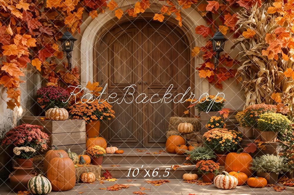 Kate Autumn Pumpkins Steps Fleece Backdrop Designed by Emetselch - Image 2