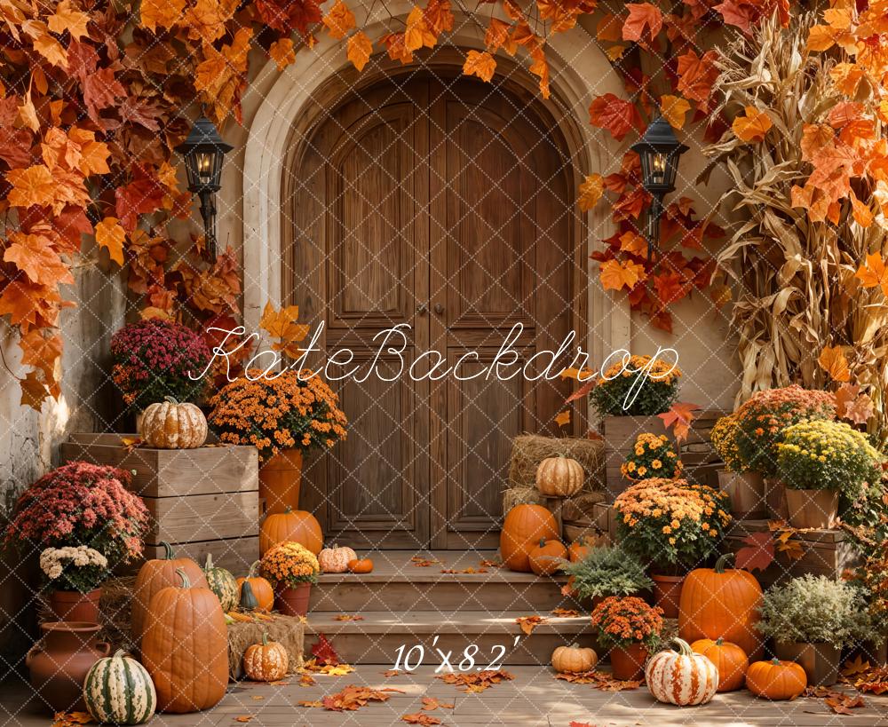 Kate Autumn Pumpkins Steps Fleece Backdrop Designed by Emetselch - Image 3