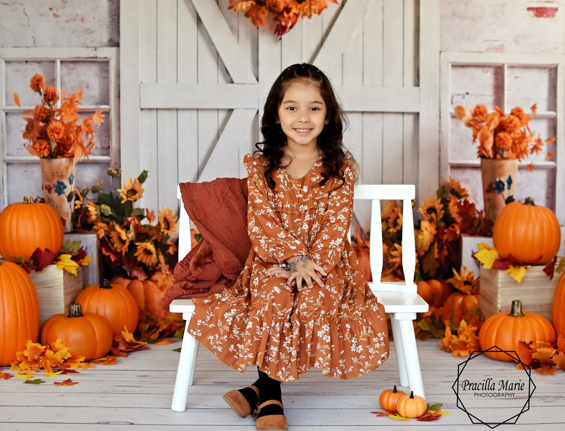 Kate Autumn Pumpkins Thanksgiving Barn Backdrop Designed by Emetselch - Image 5