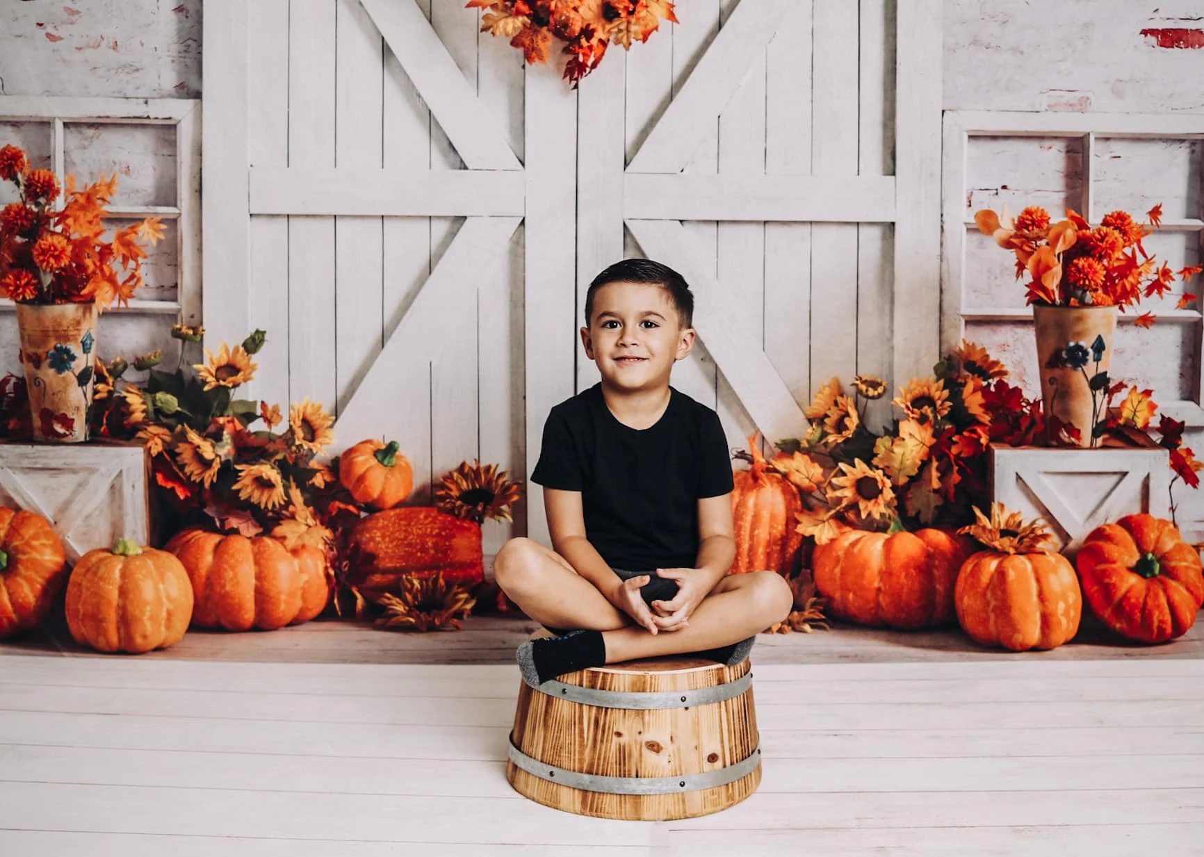 Kate Autumn Pumpkins Thanksgiving Barn Backdrop Designed by Emetselch - Image 6