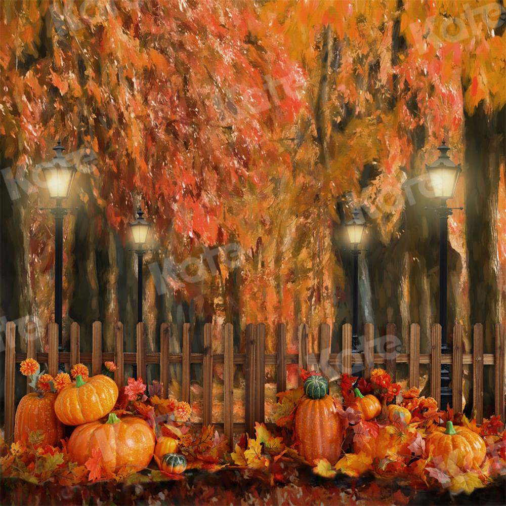 Kate Autumn Pumpkins Tree Oil painting Backdrop for Photography - Image 2