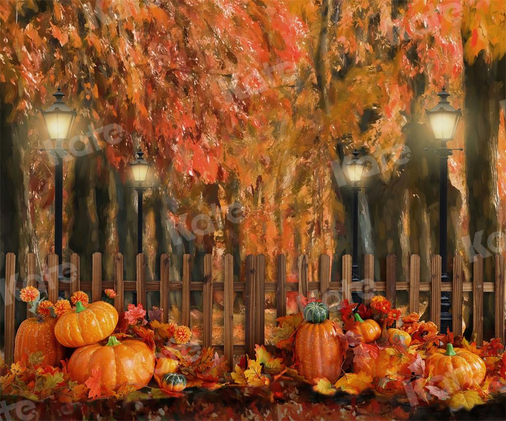 Kate Autumn Pumpkins Tree Oil painting Backdrop for Photography - Image 3
