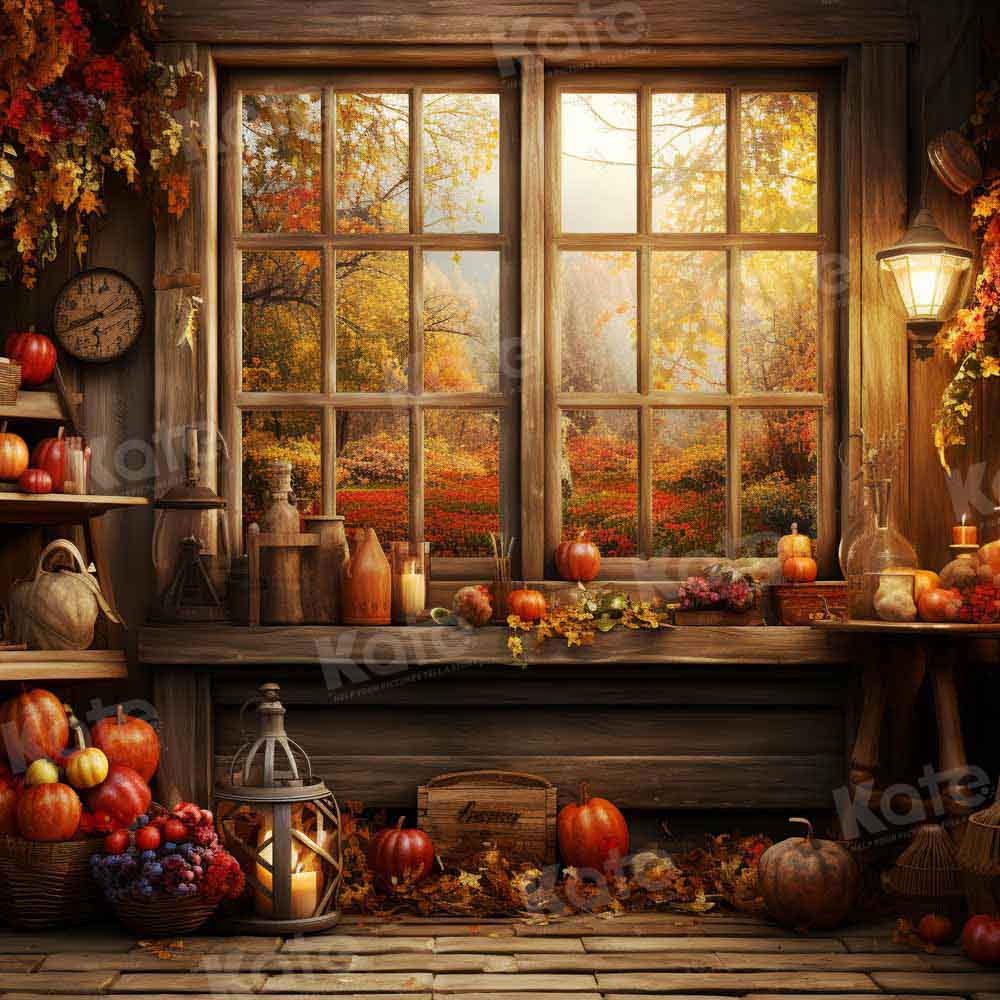 Kate Autumn Pumpkins Window Room Backdrop Designed by Emetselch - Image 2